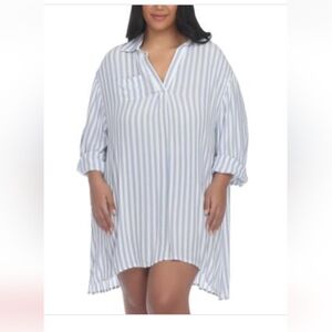 Raviya Blue and White Nautical Striped Swim Coverup